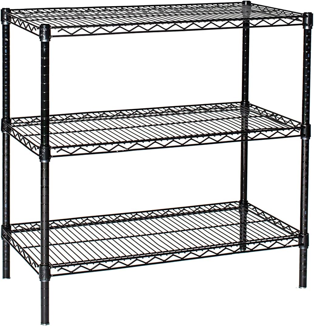 Omega 12" Deep x 72" Wide x 86" High 3 Tier Black Starter Shelving Unit