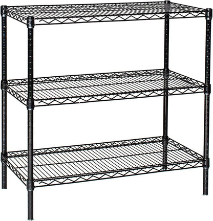 Omega 18" Deep x 60" Wide x 54" High 3 Tier Black Starter Shelving Unit