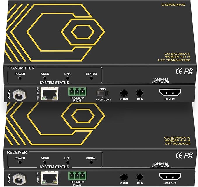 HDMI Extender Over Ethernet 4k 60HZ Uncompressed 18G/BPS Over Single Cat5/6 up