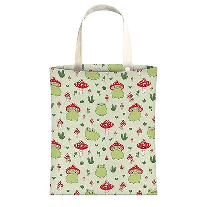 Cute Car Trash Can, Hanging Canvas Car Back Seat Organizer and Storage Bag, Funny Car Trash Bag For Travelling, Outdoor Cute Green Frog Mushroom