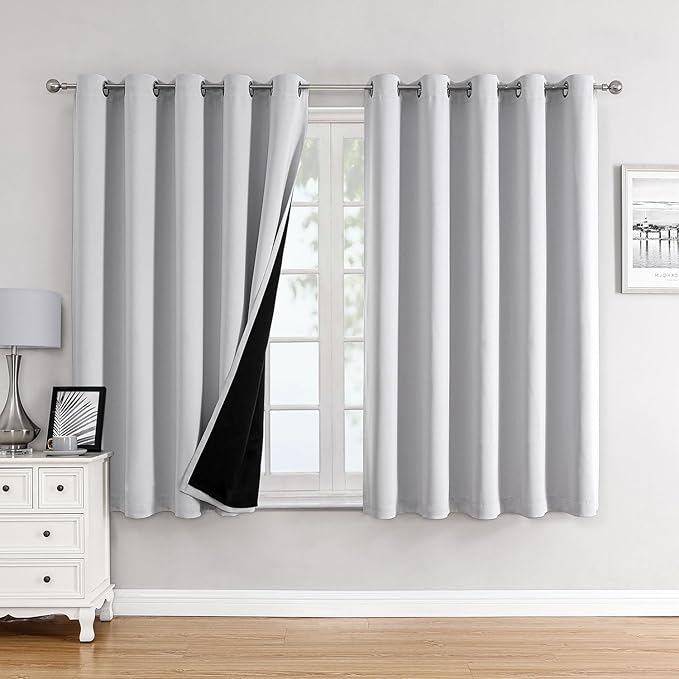ChrisDowa 100% Blackout Curtains 63 inch Long