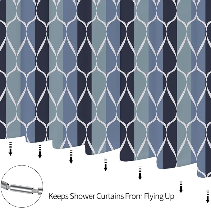 MCCKTIU Blue Shower Curtain Modern Bathroom Shower Curtain Waterproof Fabric Machine Washable Shower Curtains 60 x 72 Inches