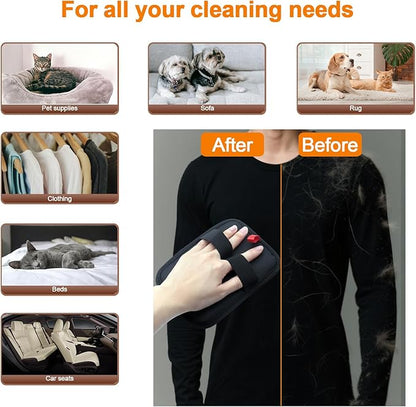 QVJFZUD Pet Hair Removal Glove for Small Hands, 2Pcs Electrostatic Dog Cat Hair Remover Gloves for Furniture Car Seat Couch, Reusable Grooming & Shedding Tool with Free Steel Comb & Toothbrush