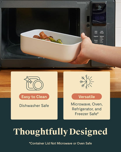 Caraway 6pc Glass Food Storage Set – 6.6 Cup Food Containers (6) - Ceramic Coated - Non Toxic, Non Stick with Lids - Microwave Safe - Gray