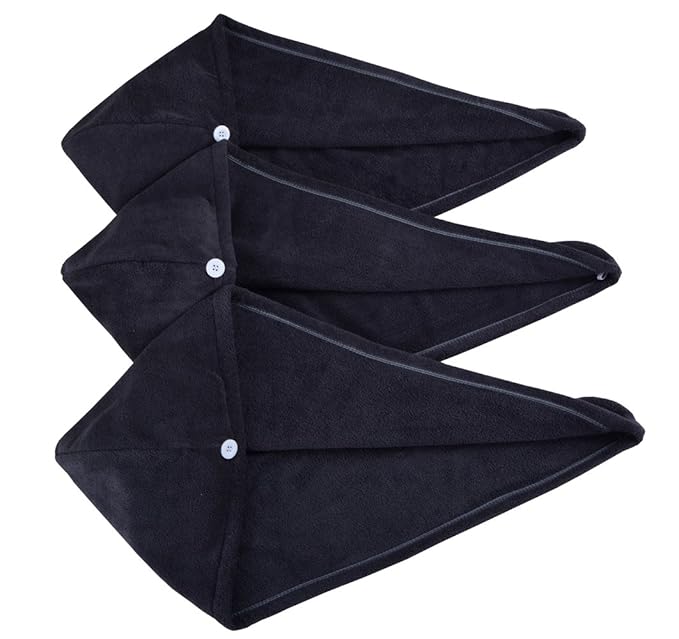 HOPESHINE Women's Soft Shower Hair Towel Twist Hair Turban Wrap Drying Cap Great Gift for Women (Dark Grey 3-Pack)