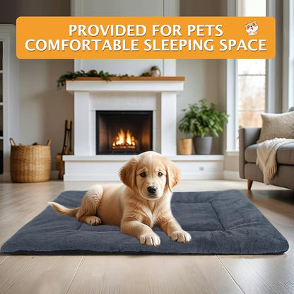 Vetasac Reversible Dog Bed Mat with Plush and Corn Velvet,Soft Warm Pet Cushion, Dual Purpose Washable Sleeping Mattress Bed for Small Medium Large Dog and Cat XB004 (42"x28", Dark Grey)