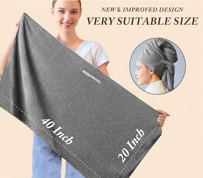 Wuwahold Microfiber Hair Towels, Waffle Hair Towel Set, Super Soft Highly Absorbent, Sturdy Quick Drying Turbans for Long, Thick, Curly Hair (5 Pack, 40" x 20")