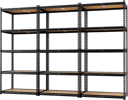 LEVELEVE 5-Tier Heavy Duty Storage Shelving Unit, 2020 lbs Capacity, Adjustable Metal Utility Shelf, 48" L x 18" W x 73" H for Garage, Kitchen, Pantry, Basement, Bathroom, Laundry,3 Pack