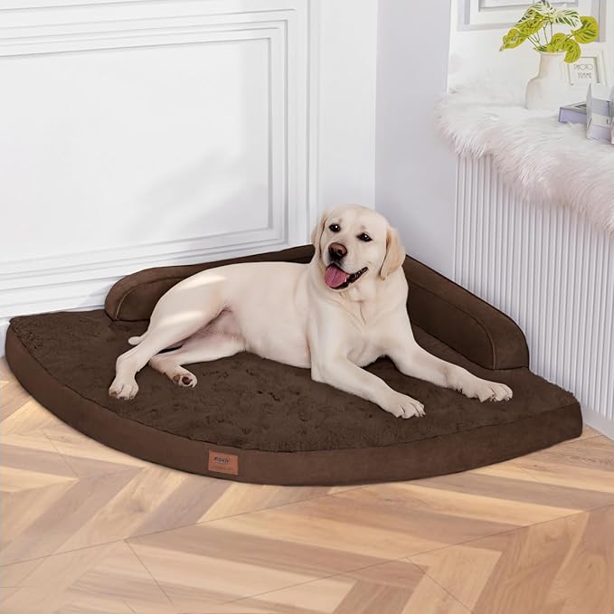 MEKIY Large Orthopedic Dog Bed with Sides XXL Dog Beds with Removable Washable Cover Non-Slip Waterproof Pet Bed for Extra Large Dogs - Brown XXL
