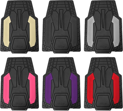 FH Group Heavy-Duty Rubber Floor Mats for Cars, Universal Fit Full Set, Climaproof, Trimmable, Stripe Design, Black - for Most Sedan, SUV, Truck