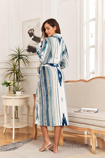 RONGTAI Womens Bathrobe Ladies Fleece Plush Warm Long Robes Fleece Nightgown Sleepwear