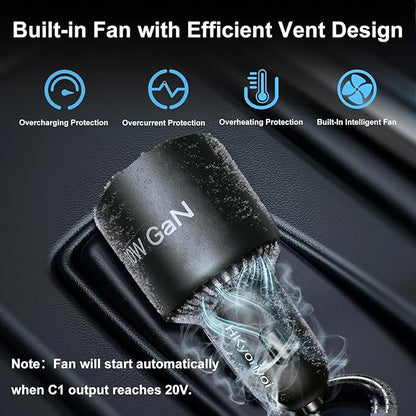 HKyoriyoi 130W USB C Car Charger, 3-Port PD100W+PD30W Super Fast Charging Adapter for iPhone 17/16 Pro Max, Galaxy S25/24 Ultra, Samsung, Android, Type C Cigarette Lighter for Laptop, iPad, MacBook
