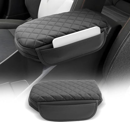 CDEFG for Chevrolet Trax 2024-2025 2026 Center Console Cover Armrest Box Cover for Chevy Trax (LS, 1RS, LT, 2RS, ACTIV) Accessories Arm Rest Protector Leather Checkered Padded Side Pocket