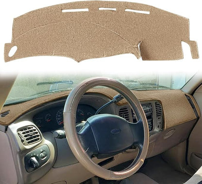 Yiz Dash Cover Mat Custom Fit for Ford F150 F250 Expedition F150 Heritage 1997 1998 1999 2000 2001 2002 2003 w/o Climate Sensor w/o Light Sensor, Dashboard Cap Pad Carpet Protector (97-03 Beige) J61