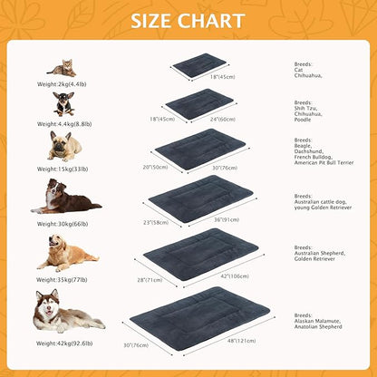 Vetasac Reversible Dog Bed Mat with Plush and Corn Velvet,Soft Warm Pet Cushion, Dual Purpose Washable Sleeping Mattress Bed for Small Medium Large Dog and Cat XB004 (42"x28", Dark Grey)