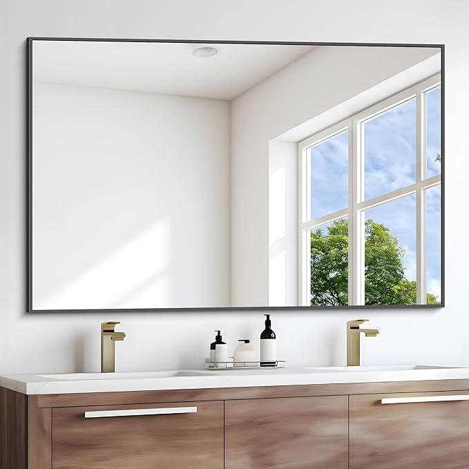 Black Bathroom Mirror for Wall, 55x30 Inch Rectangle Mirrors