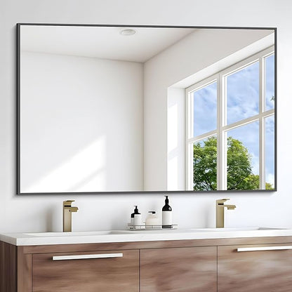Black Bathroom Mirror for Wall, 55x30 Inch Rectangle Mirrors