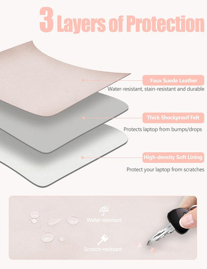 HYZUO 15 Inch Laptop Sleeve Case with Stand Feature for MacBook Air 15 M4 A3241 M3 A3114 M2 A2941 2025-2023, MacBook Pro 15, 15" Surface Laptop 7/6/5/4/3, with Carrying Pouch, Apricot