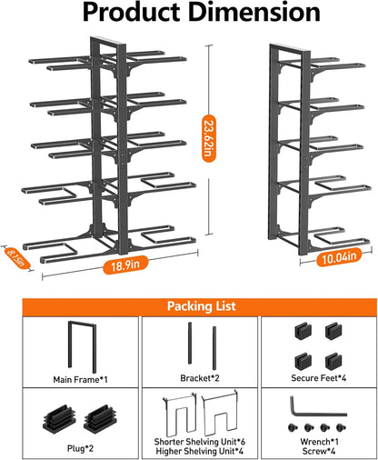 MUDEELA 10-Tier Pots and Pans Organizer under Cabinet, 23.62" Height Heavy Duty Pot and Pan Organizer Kitchen Cabinet Organization and Storage, Adjustable Pot Rack for Frying Pan, Cast Iron Skillet