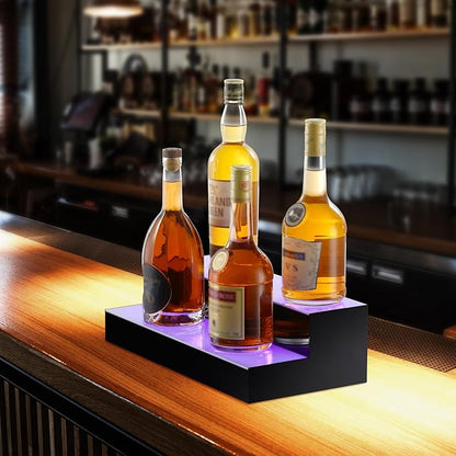 VEVOR LED Lighted Liquor Bottle Display, 2 Tiers 16 Inch Commercial Illuminated