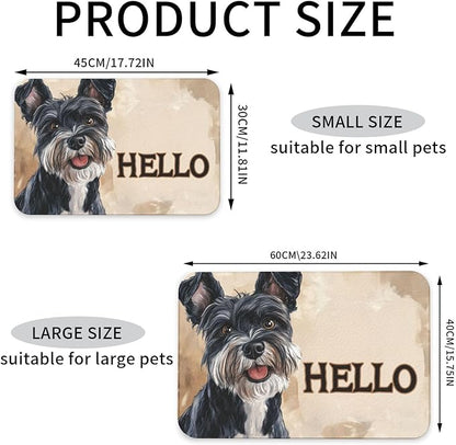 Schnauzer Food Mat for Floors Waterproof,Quick Dry Anti-Slip Dog Bowl Mats for Food and Water,Pet Feeding Mats,Pet Placemat for Messy Drinkers to Protect Floors,Pets Supplies 17.72×11.81in