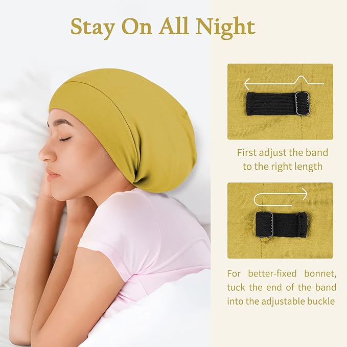 OLESILK 100% Mulberry Silk Bonnet for Sleeping Women, Silk Hair Wrap for Sleeping, Yellow