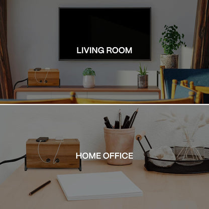 Extra Large Cable Management Box, Wood Cord Hider Box & Organizer for Power Strip, TV Wires & Desk Cable Storage