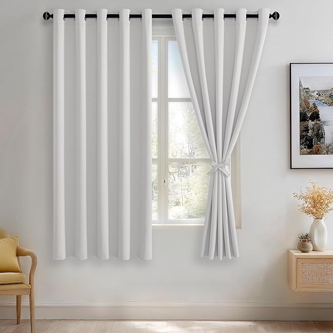 JIUZHEN Greyish White Blackout Curtains