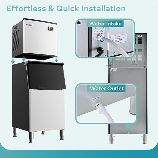 EUHOMY Commercial Ice Maker Machine, 450 lbs/24H Industrial Ice Machine