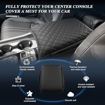 BIBIBO for 2024 2025 Honda Pilot Center Console Armrest Cover,Armrest Cushion for 2023 2024 2025 Honda Pilot Console Lid, Car Arm Rest Pad Seat Box Cover,Pilot Interior Accessories -with-pocket, black