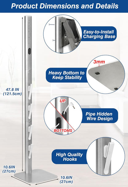 Haturi Vacuum Stand, Dyson Vacuum Holder and Metal Storage Bracket, Standing dock for Dyson G5 V15 V12 V11 V10 V8 V7 V6, Hidden Power Cord Design for Dyson Handheld Cordless Vacuum Cleaners