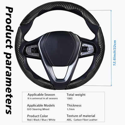 WOCOCN 3pcs Car Steering Wheel Cover,Anti-Skid Carbon Fiber Steering Wheel Protector for Men Women,Multiple Color Options,Universal for Most Car Interiors Accessories (Bright Black 3PCS)