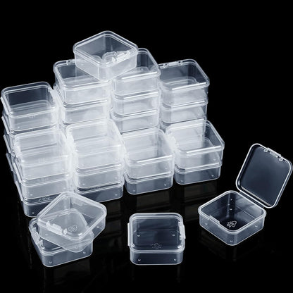 SATINIOR 48 Packs Clear Small Plastic Containers Transparent Storage Box with Hinged Lid for Items Crafts Jewelry (1.7 x 1.7 0.79 Inches)