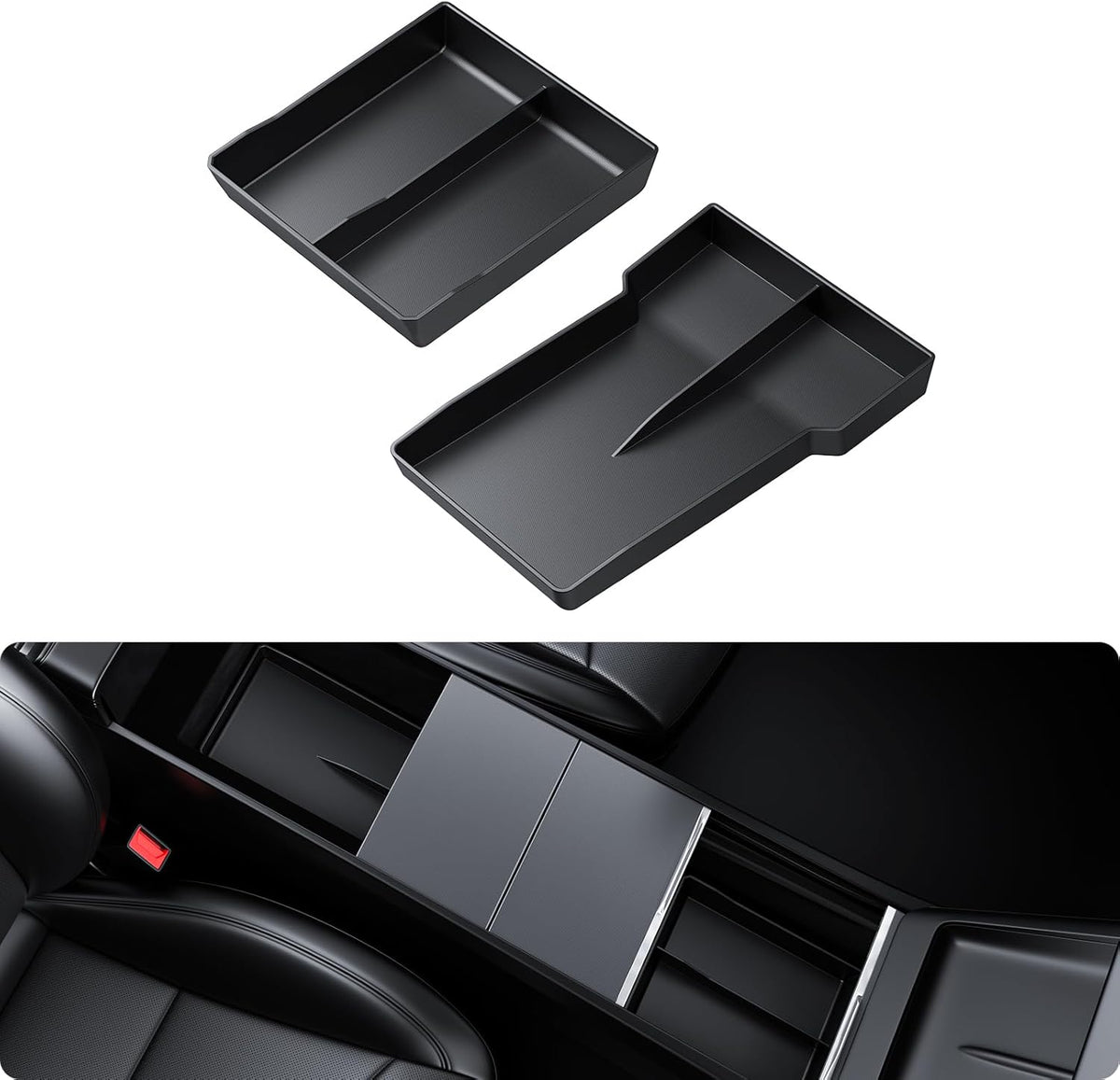BASENOR 2026 2025 2024 Tesla Model 3 Highland Lower Center Console Organizer Tray, Bottom Console Storage Box Pad Refresh Interior Accessories (Standard/Premium/Performance)