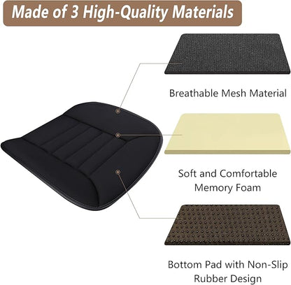 Memory Foam Seat Cushion for Car & Office Chair, Non-Slip Car Seat Cushion for Driving with Soft Comfort & Warmth, Universal Car Cushion for Long Driving Ergonomic Support (Gray)