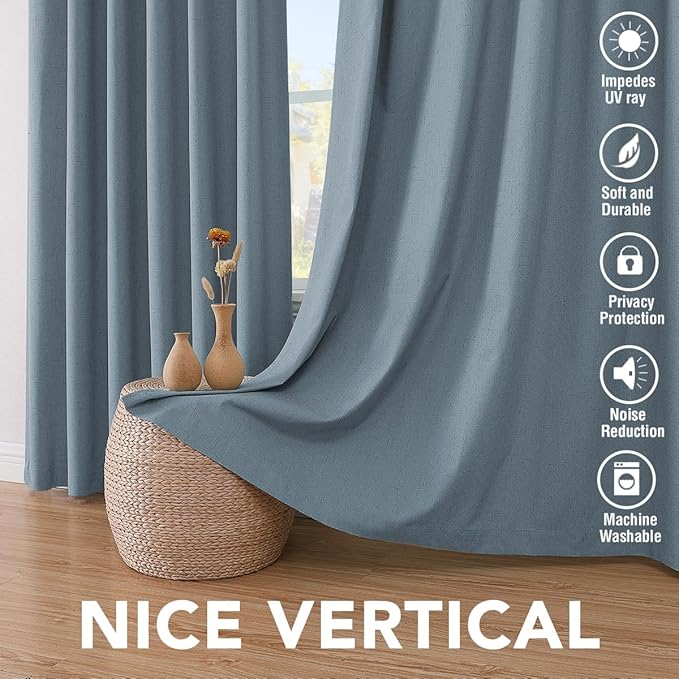 H.VERSAILTEX Primitive Linen Curtains 100% Blackout Curtain Drapes Burlap