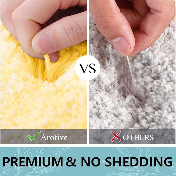 Arotive Microfiber Bathroom Rugs, Shaggy Soft and Absorbent Bath Rug, Non-Slip, Thick Plush Machine Washable Dry Bath Mats for Bathroom, Tub and Shower, 24x16, Yellow, Rectangular