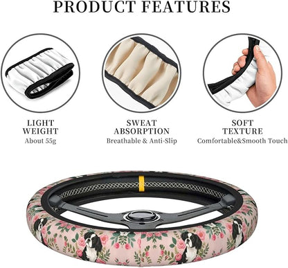 Japanese Chin Dog Universal Fit Steering Wheel Cover for Car, Truck, and SUV, Durable Steering Wheel Protection
