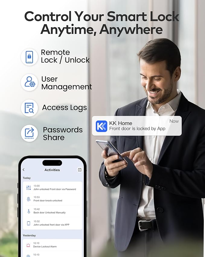 TEEHO TE012W WiFi Smart Lock, Fingerprint Door Lock