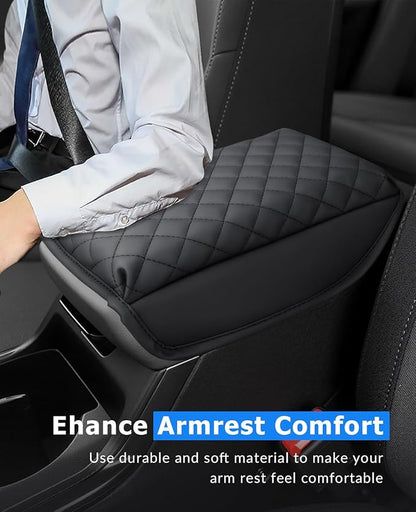 INTGET Center Console Cover for Kia K4 Accessories 2025 2026 LX/LXS/EX/GT-Line/GT-Line Turbo Car Interior Leather Armrest Arm Rest Lid Cushion Pad Protector (Black Argyle with Pad, for 2025+ K4)