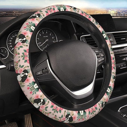 Japanese Chin Dog Universal Fit Steering Wheel Cover for Car, Truck, and SUV, Durable Steering Wheel Protection