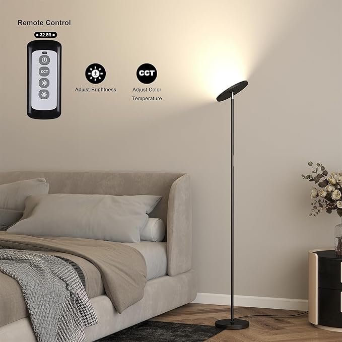 JOOFO Floor Lamp, 30W/2400LM Sky LED Modern Torchiere 3 Color Temperatures