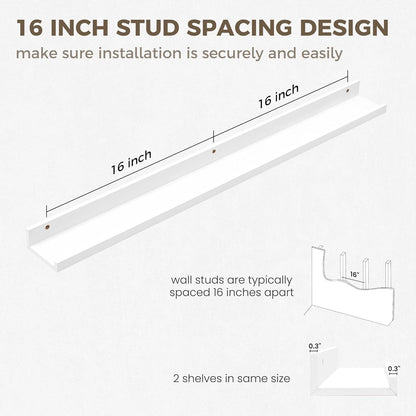 Axeman Floating Shelves for Wall - Picture Ledge Shelf Set of 2-36 Inch White Floating Shelves with Lip - Picture Shelf for Wall with Ledge - Photo Ledge Shelves for Pictures Nursery Books
