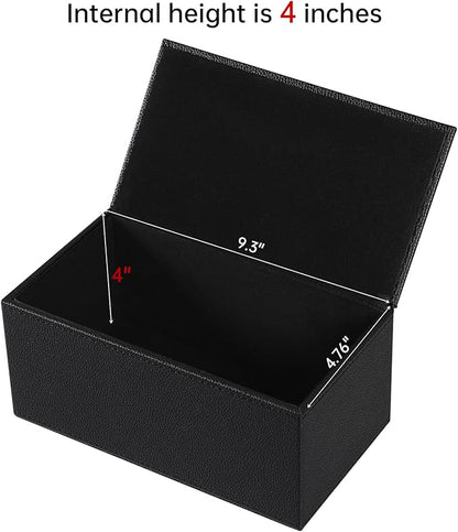 JLAMBOM Rectangle Tissue Box Cover for 120 to 160 Count Box of Tissues, PU Leather Tissue Holder with Magnetic Closure (Black)