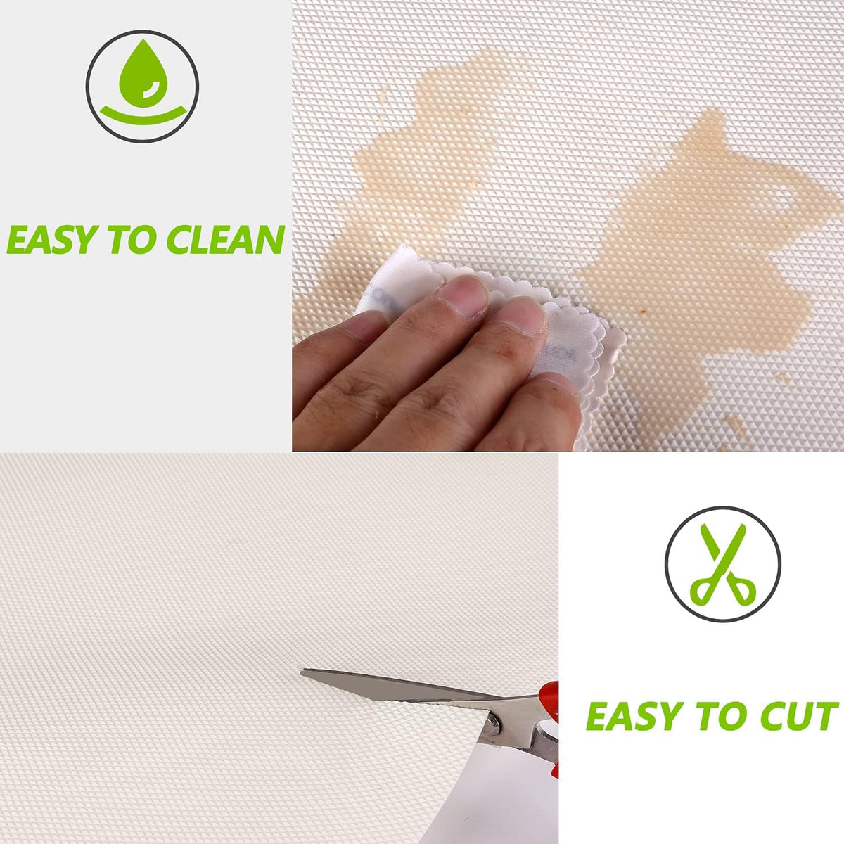 Kitchen Shelf Liner Drawer Liners, Non-Adhesive Refrigerator Liners Waterproof Fridge Mats with Strong Durable Kitchen Cabinets Mat for Drawers, Shelves, Pantry
