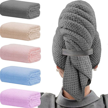 Wuwahold Microfiber Hair Towels, Waffle Hair Towel Set, Super Soft Highly Absorbent, Sturdy Quick Drying Turbans for Long, Thick, Curly Hair (5 Pack, 40" x 20")