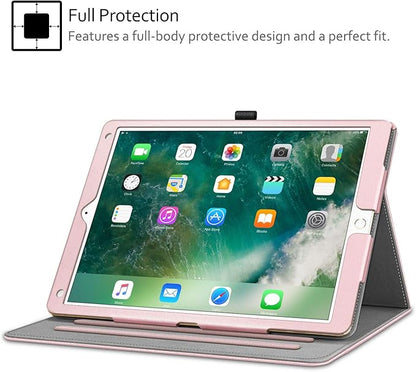 Fintie Multi-Angle Case, 2017/2015 iPad Pro 12.9 inch (Old Model) 1st & 2nd Gen Case - [Corner Protection] Folio Stand Cover with Pencil Holder & Pocket, Auto Wake/Sleep, Rose Gold