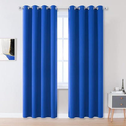 DUALIFE Royal Blue Blackout Curtain Drapes 96 inch Length Solid Energy
