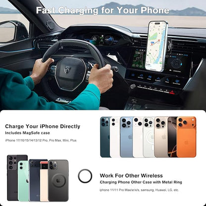 OHLPRO for Magsafe Car Charger for Women Men, Magnetic Wireless Car Mount for iPhone 17 Pro Max, 16/15 Series, 15W Fast Charging Phone Holder Vent and Dashboard
