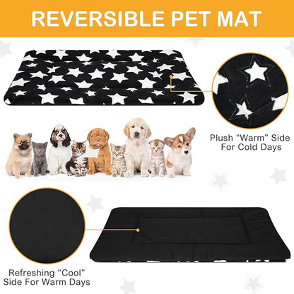 VitalCozy 4 Pcs Winter Dog Crate Pads, Ultra Soft Warm Washable Dog Cat Bed Mat for Pet Crate Comfortable Replaceable Reversible Kennel Pad for Small, Medium, Large Dogs(18 x 24 x 1.6 Inch,Black)